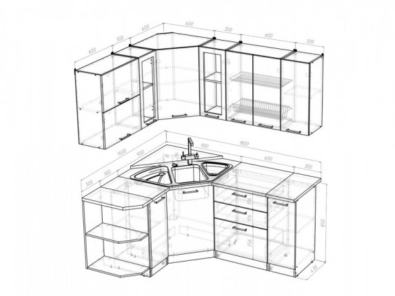 Гарнитур кухонный Инна Оптима угловой 1500х1800