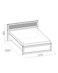 Спальня Милана Кровать 3 с ортопедическим основанием 1370х2050х845. Спальное место 1200х2000
